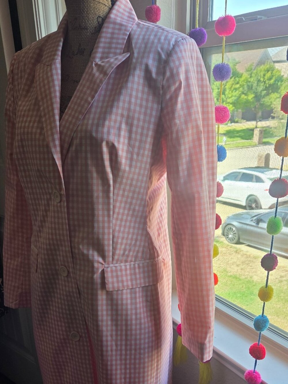 Women's Pink Gingham Trench